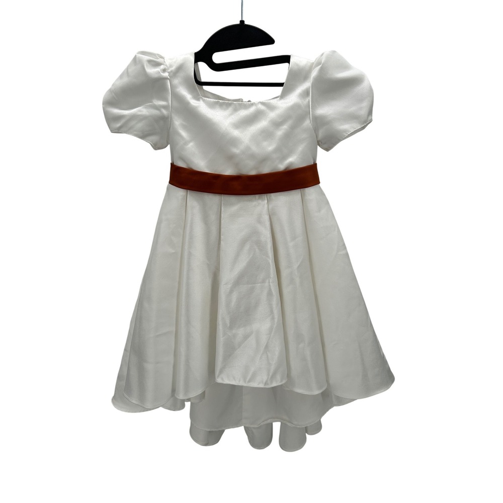 Azazie White Satin Puff‎ Sleeve Dress Size 3 Bow Detail Flower Girl Party Tulle